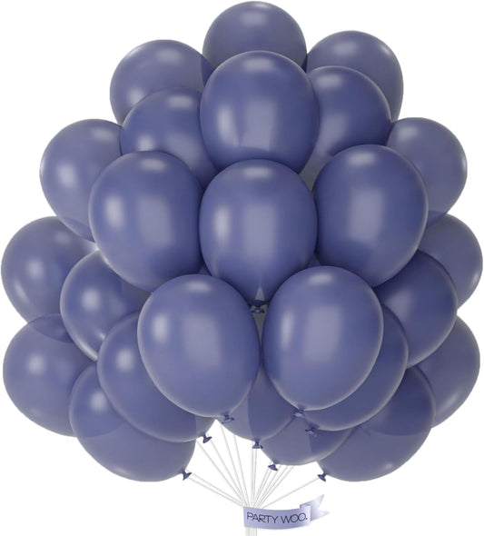 PartyWoo Dusty Blue Balloons 50 pcs 12 Inch Boho Slate Blue Latex Helium Balloons for Graduation Baby Shower Gender Reveal Wedding Anniversary Birthday Party Decorations Blue-F15