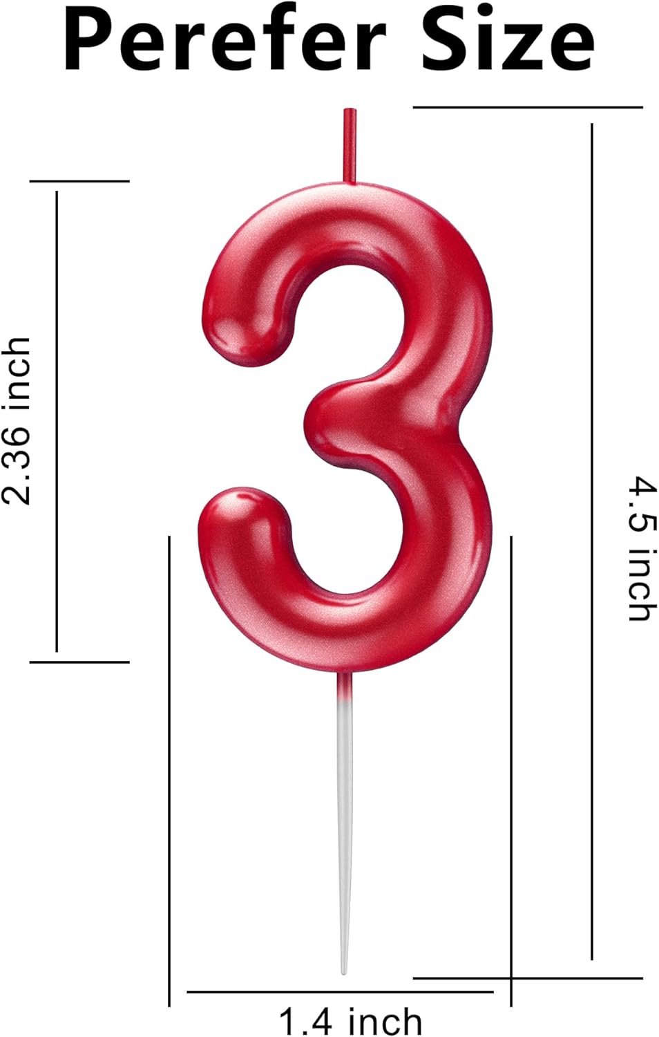 Red Number 3 Candle Happy Birthday 3D Number Candles for Birthday Cake Party Decoration Wedding Anniversary Celebration Supplies