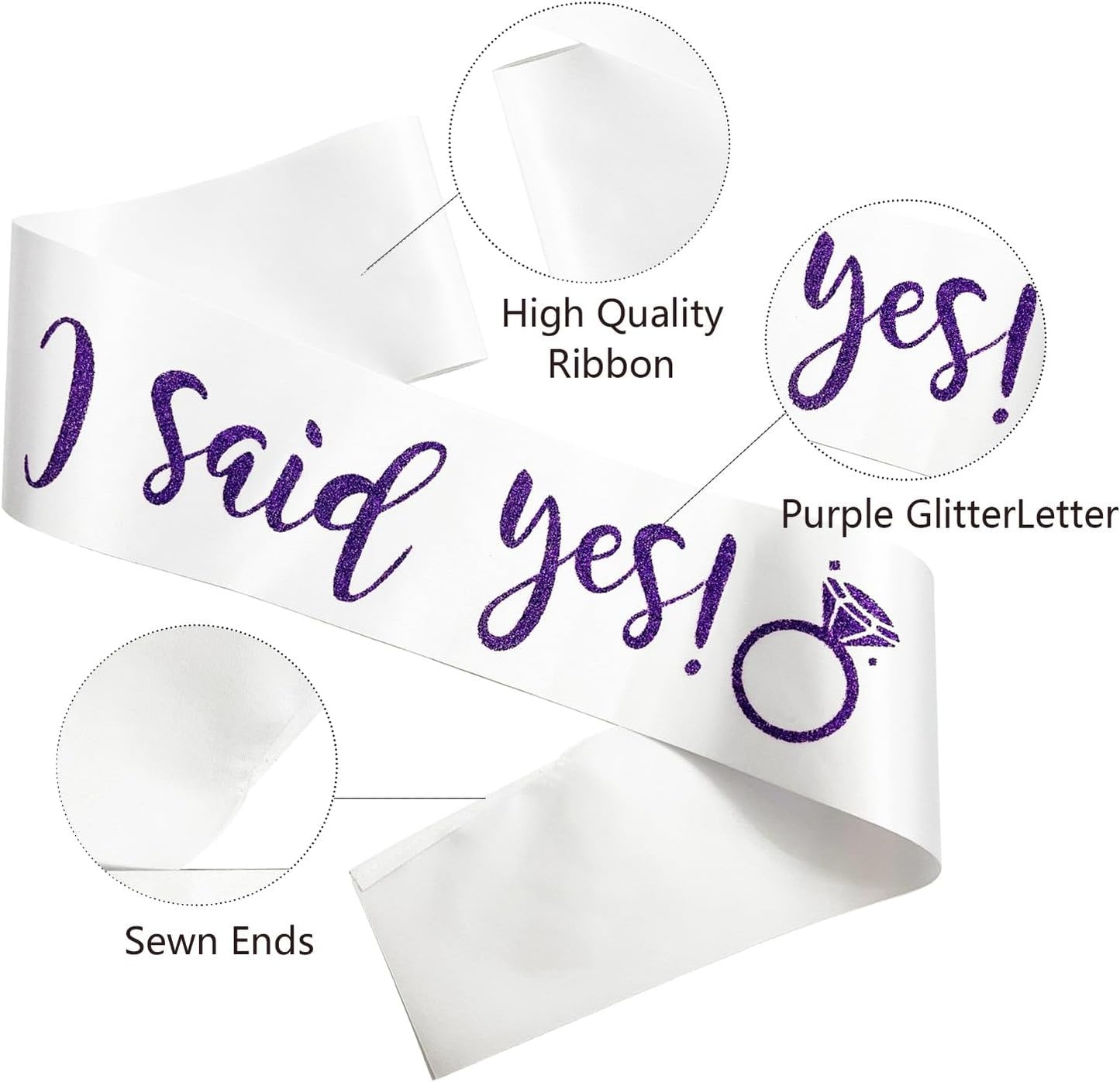 I Said Yes Sash,Future Mrs Sash Engagement Party SashBachelorette Party Sashes, Bridal Shower Sash for Bride to Be,Purple