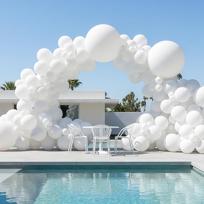 Patimate White Balloons - 150pcs 5 Inch White Latex Party Balloons for Engagement Anniversary Bachelorette Bridal Shower Wedding Baby Shower Party Birthday Decorations