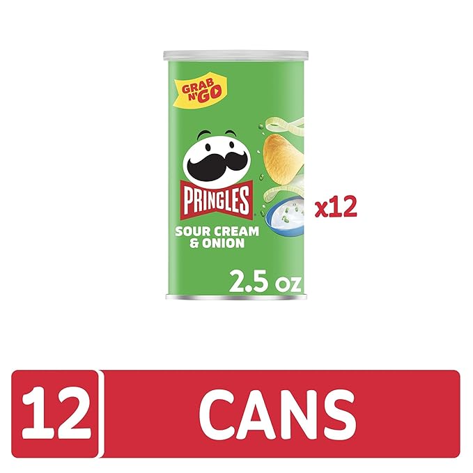 Pringles Potato Crisps Chips, Sour Cream & Onion, 2.5oz (12 Count)