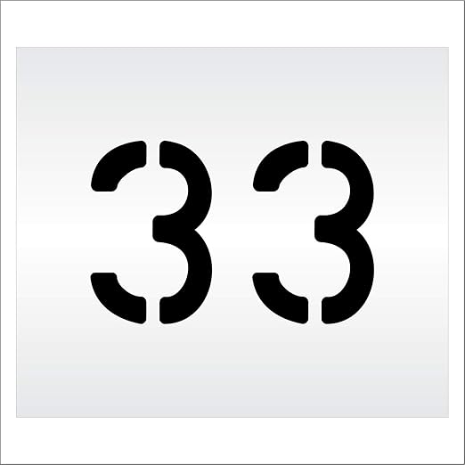 Pavement, Curb, and WheelStop Stencils - 6 inch Double Number Stencil - (33) - 6" x 9" x 1/8" (128 mil) - Pro-Grade