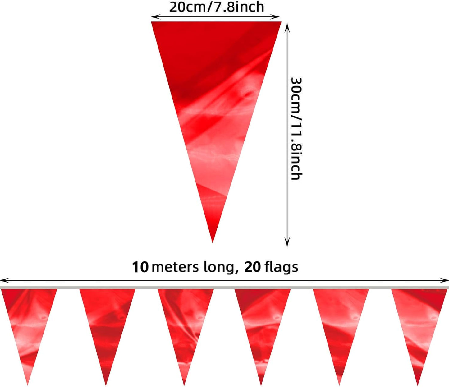 65FT Red Glitter Triangle Pennant Banner Flag Metallic Bunting Fabric Garland for Christmas Graduation Wedding Engagement Anniversary Bachelorette Birthday Bridal Shower Valentine's Party Supplies