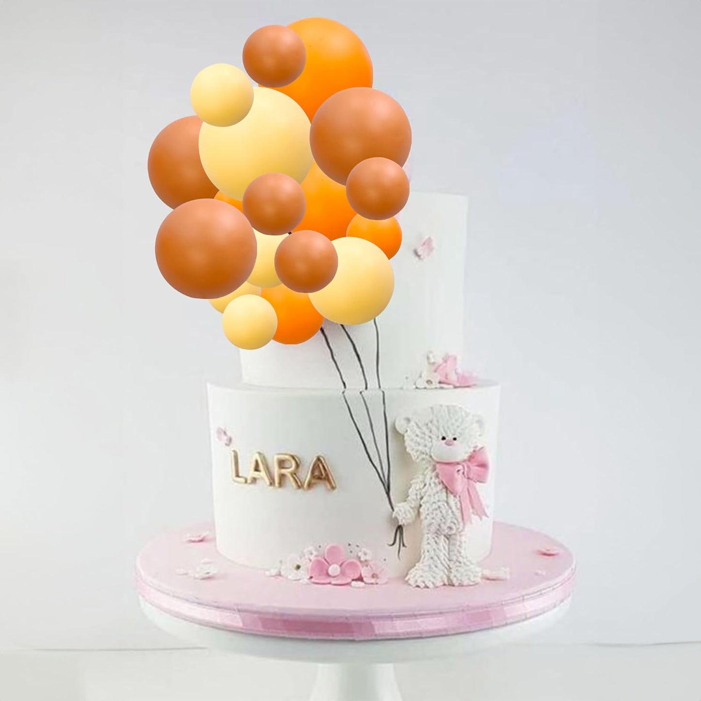 Ephlyn 30Pcs Ball Cake Topper Ball Cake Picks Colorful Pearl Ball Shaped Cupcake Insert Cake Topper for Bear Theme Birthday Party Favors Wedding Decoration Orange Yellow