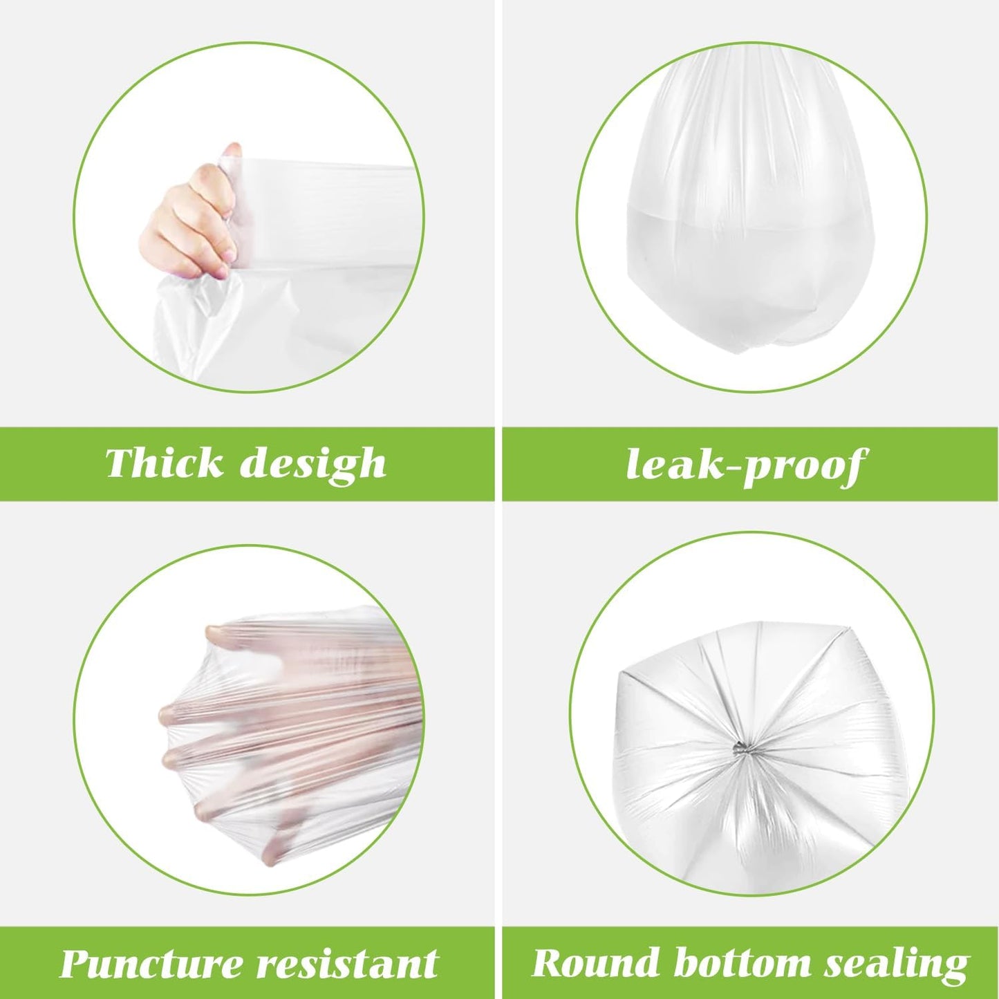 Teivio 1.5 Gallon 300 Counts Clear Trash Bags Garbage Bags,Mini Waste Basket Liners,Tiny Bathroom Trash Can Bin Liners,Small Plastic Bags for Home Office Kitchen Car Bedroom Dog waste Baby Diaper
