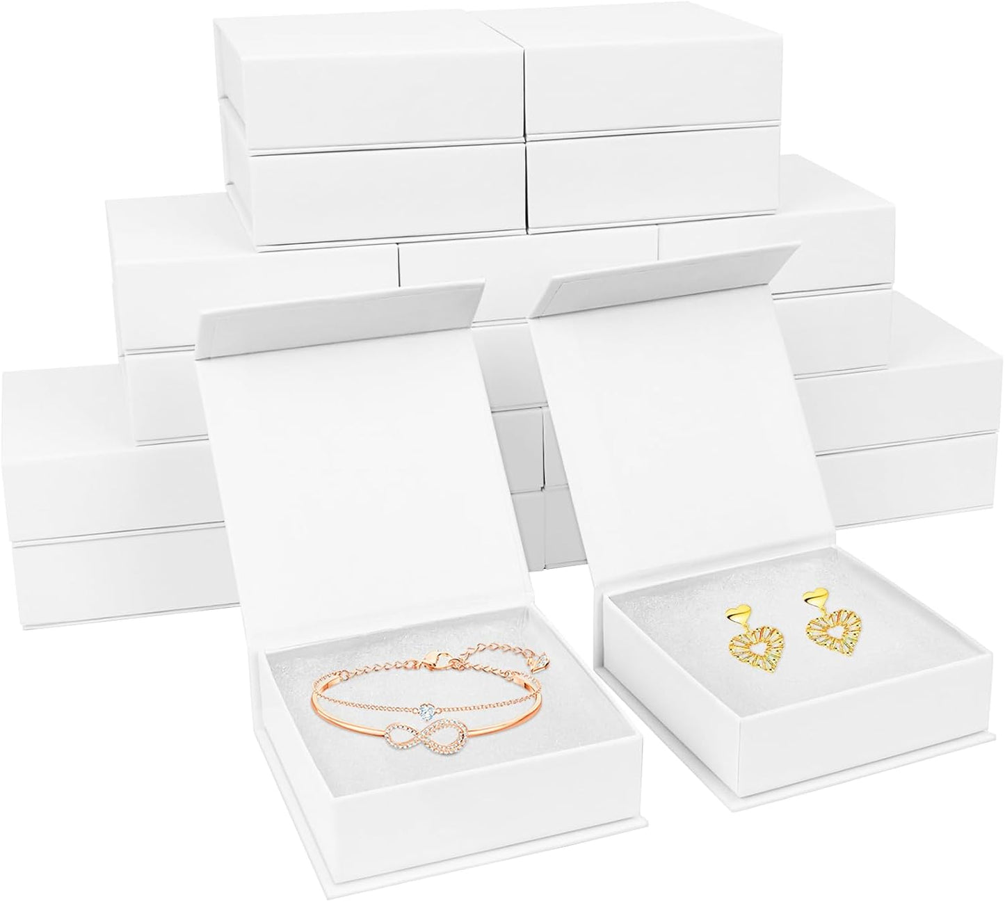 Mirgrime Jewelry Gift Boxes, 20 Pack 3.5x3.5x1 inch Small Jewelry Boxes, Cardboard Jewelry Box for Necklaces Bracelet Earring Ring (White)