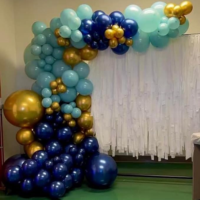 MEBAY Blue Balloon Arch Kit, 147 Pcs Metallic Macaron Light Navy Blue Balloons Garland with Confetti for Baby Shower Birthday Wedding Ocean Themed Party Decoration