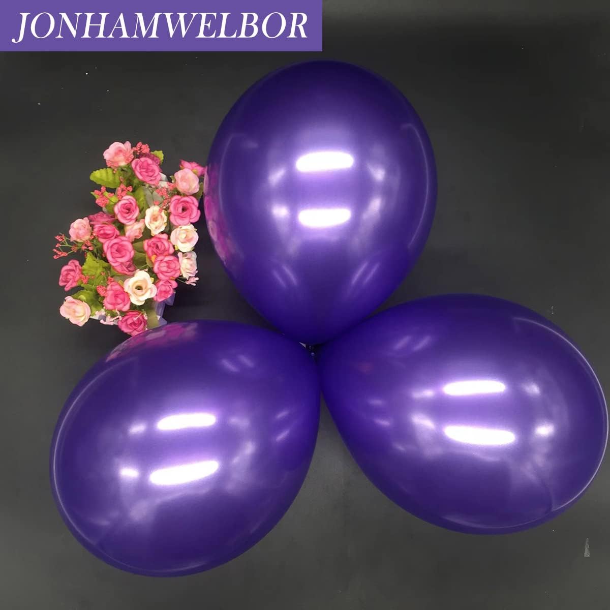 Jonhamwelbor Dark Purple Balloons 12 inch 100 Pack Deep Royal Purple Latex Balloons for Women Girl Birthday Baby Shower Wedding Bachelorette Party Decorations