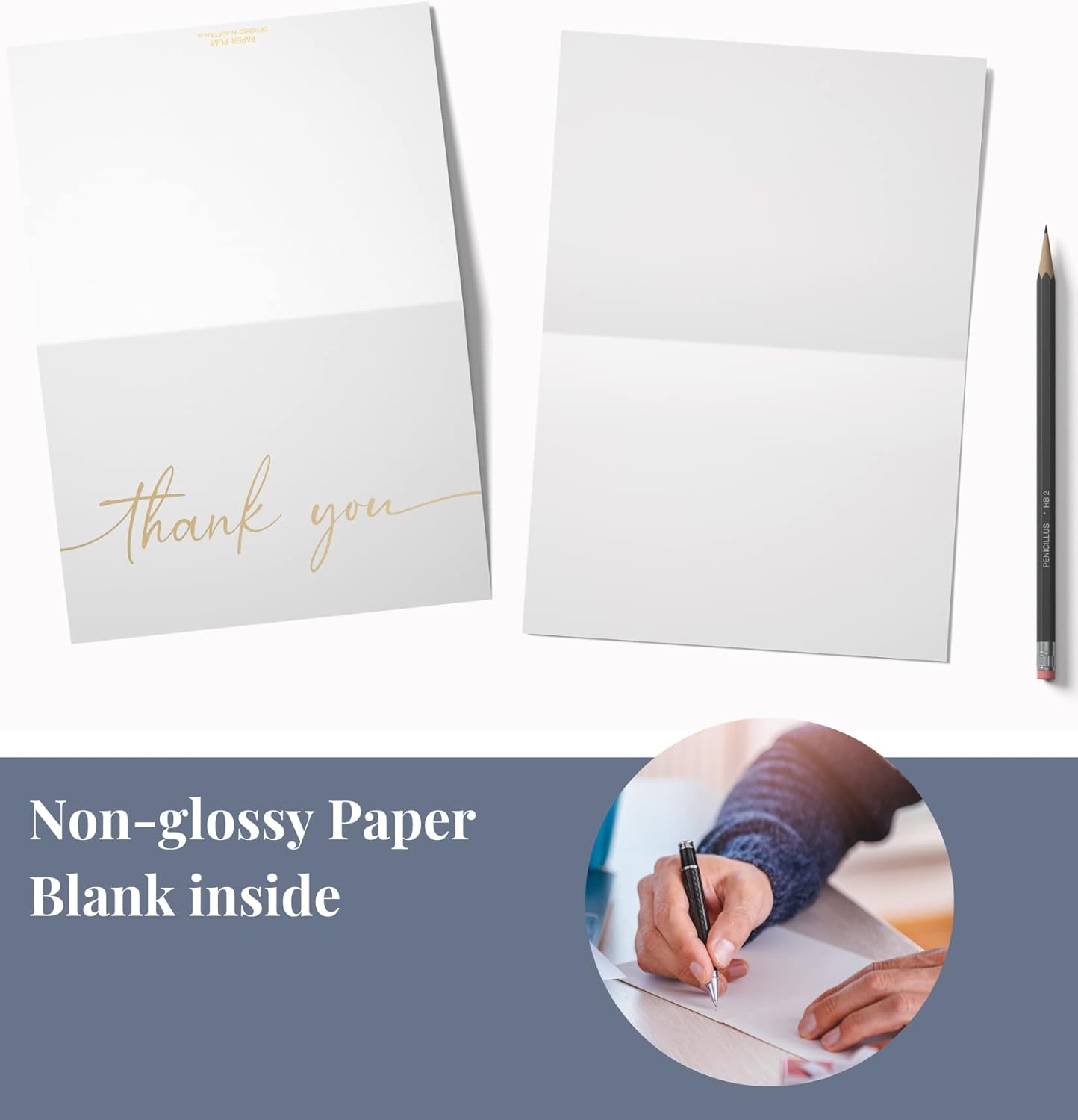 Thank You Cards with Envelopes & Stickers, Matte Gold Foil Cards Bulk Pack of 100, 4x6 Inch Minimalistic Design, Suitable for Business, Wedding, Small Business, Graduation, Bridal Shower, Funeral