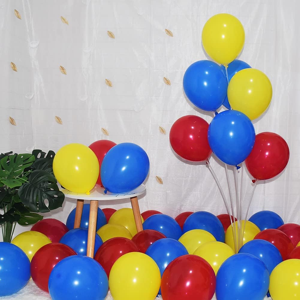300 Pack Blue Red and Yellow Balloons - 5 Inch Mini Blue Red Yellow Latex Small Balloons - 100 of Each Colors for Party Balloons Arch Wreath Assorted Colors Decorations