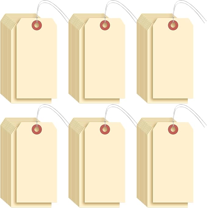Sayglossy 1000 Pcs Blank Manila Shipping Tags with Wire 4 3/4" x 2 3/8" Paper Hang Luggage Price Asset Gift Label Tags (Yellow)