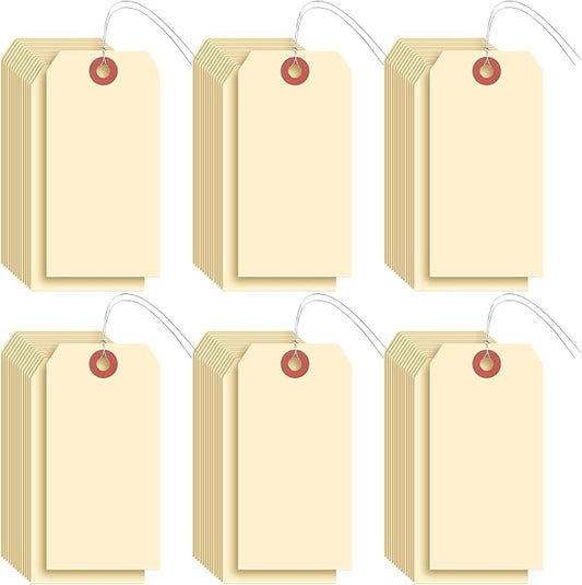 Sayglossy 1000 Pcs Blank Manila Shipping Tags with Wire 4 3/4" x 2 3/8" Paper Hang Luggage Price Asset Gift Label Tags (Yellow)