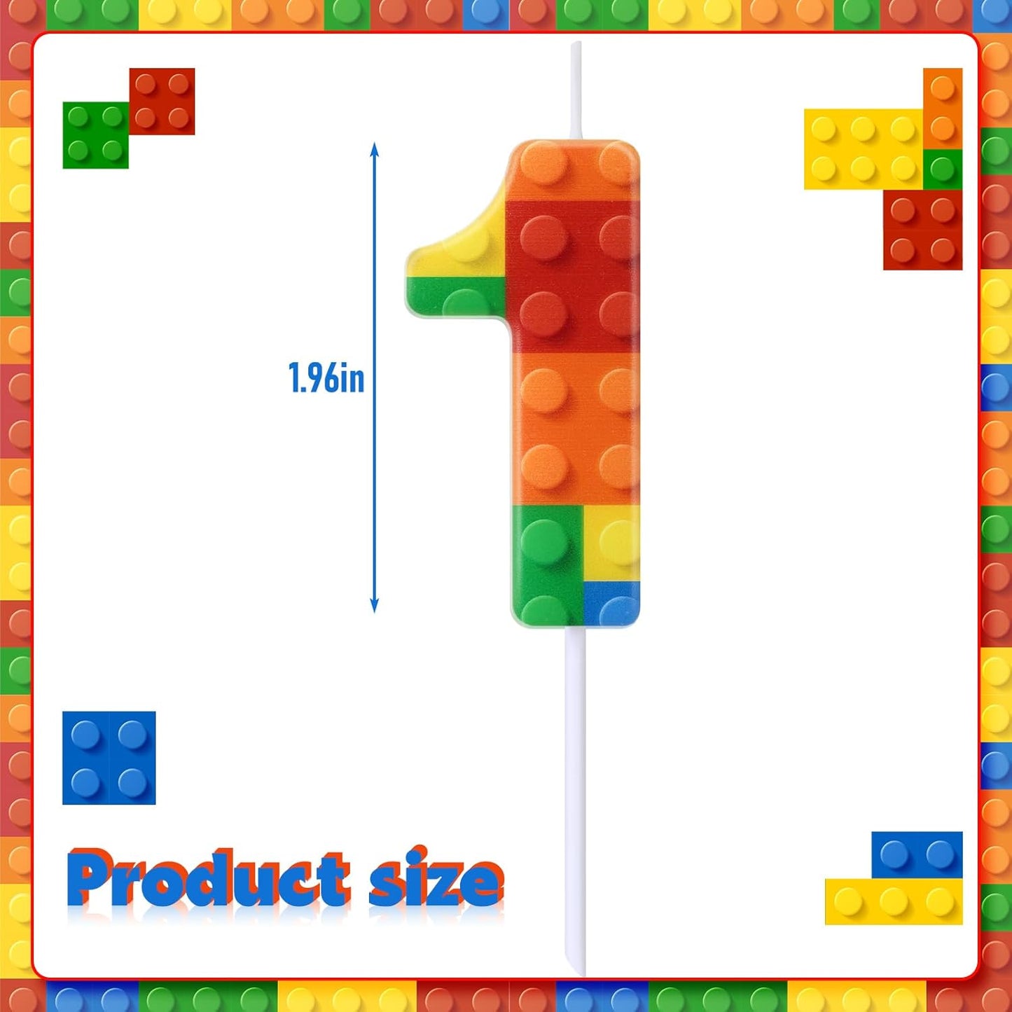 Building Block Number 0-9 Birthday Cake Candle Numeral Birthday Sparkler Candles for Building Block Cake Topper for Party Decorations Supplies(Number 1)