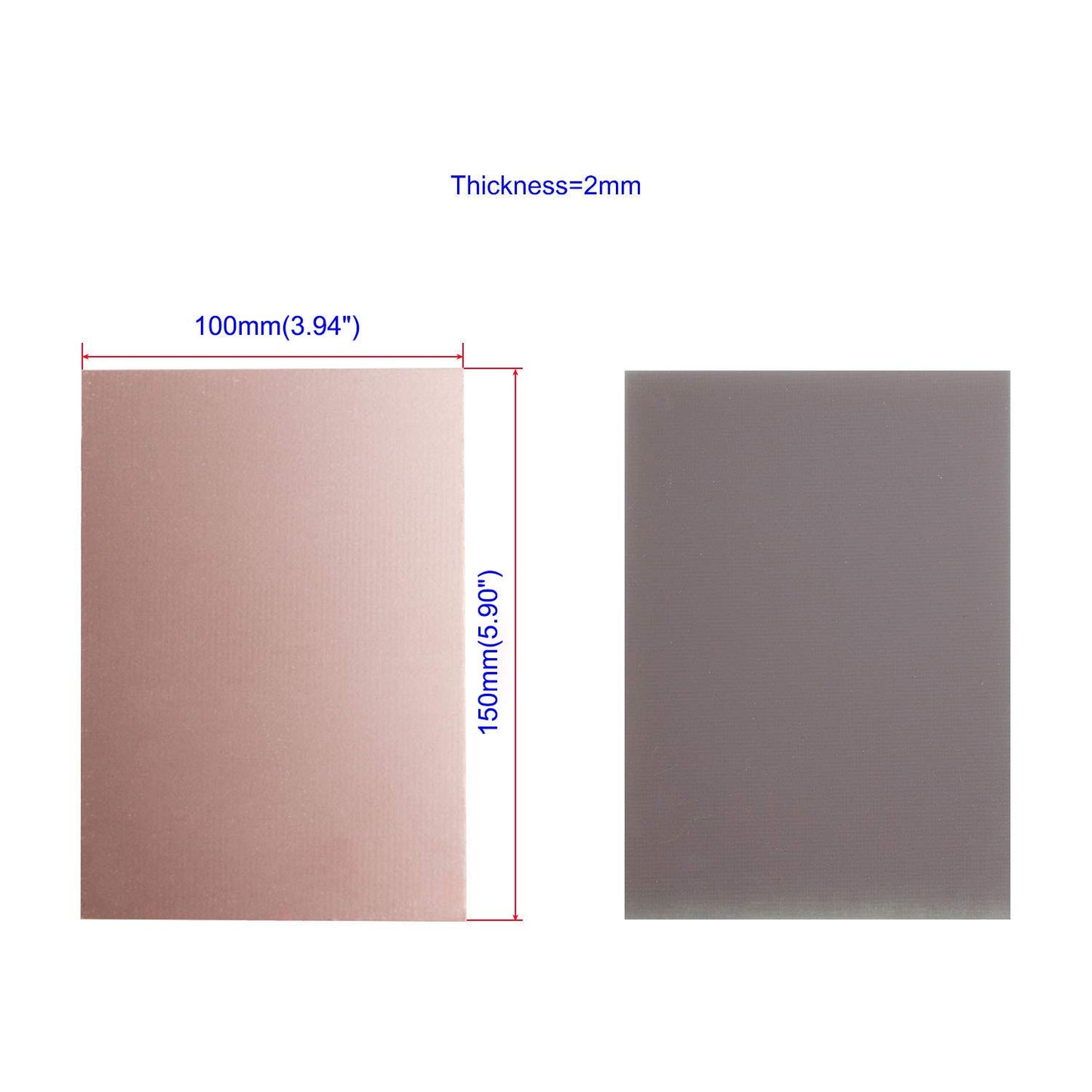 Aoje-Link Single Side Copper Clad PCB Laminate Circuit Board, FR-4 Glass Fiber, 150 x 100 x 2mm, 5pcs