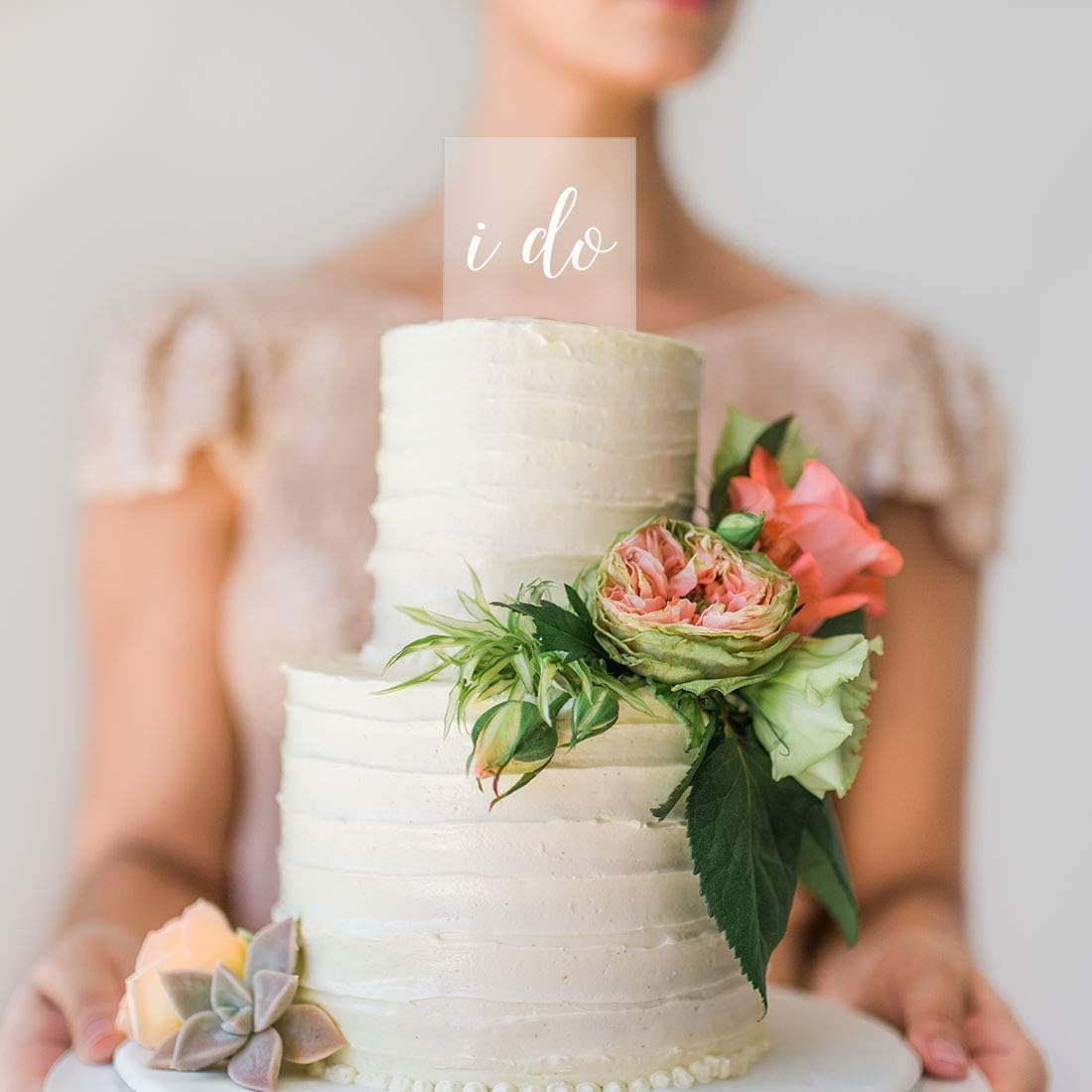 Andaz Press I Do Modern Custom Wedding Cake Topper, Acrylic Square Couple Cake Topper