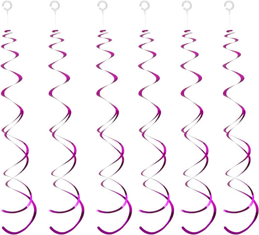 30 Pieces Hot Pink Party Hanging Swirl Decoraions Foil Swirl Hanging Decoration Plastic Streamers Ceiling Decorations Wedding Baby Shower Birthday Party Favors