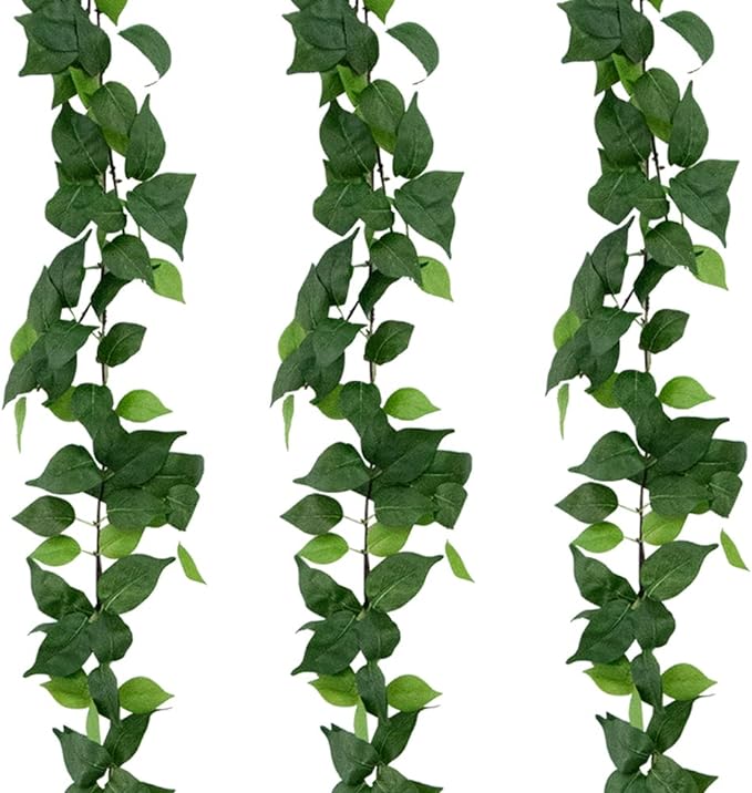 3Pcs Artificial Greenery Ivy Vines Kit, 6FT Odorless Silk Ivy Garland, Green Leaves Fake Hanging Plants, for Boho Decor, Home, Classroom, Wall, Party and Wedding Decoration