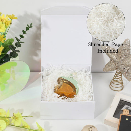 6 Pcs Small White Gift Box 6x6x3 Inch Magnetic Gift Box Small Magnetic Box with Crinkle Paper White Small Gift Box with Shredded Paper Luxury Gift Boxes with Lids for Presents