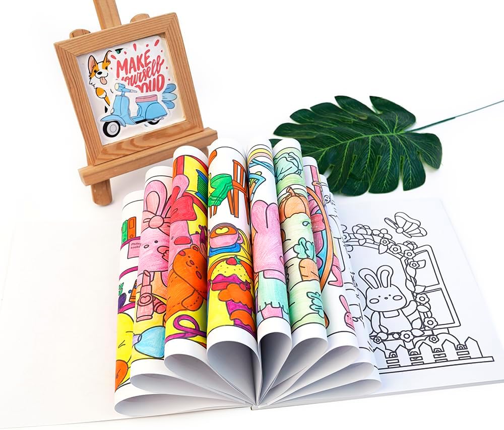 Adorable Coloring Book for Kids Ages 4–8: 40 Unique Single-Sided Pages to Prevent Bleed-Through | Thick Paper for Markers & Crayons | Screen-Free Learning Fun & Family Creative Gift (Comfy Days)