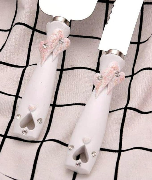GIFTS INFINITY Personalized Wedding Cake Knife and Server Double Heart Set Free Engraving, Bridal & Baby Shower, Anniversary, Birthday, Engagement, Sweet Sixteen - Valentine's Day Gift
