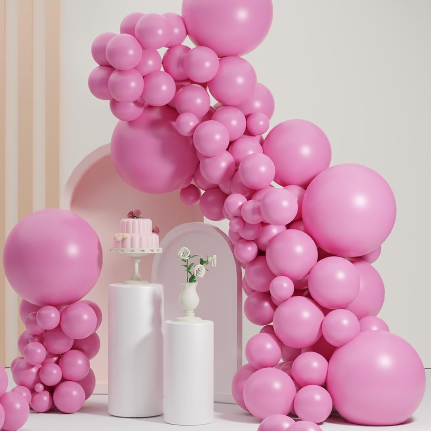 Hot Pink Balloons, Scmdoti Peach Red Balloons Different Sizes 18 12 10 5 Inches,Bright Pink Balloon Garland Arch for Boho Birthday Baby Shower Bridal Shower Wedding Decorations(Peach Red)