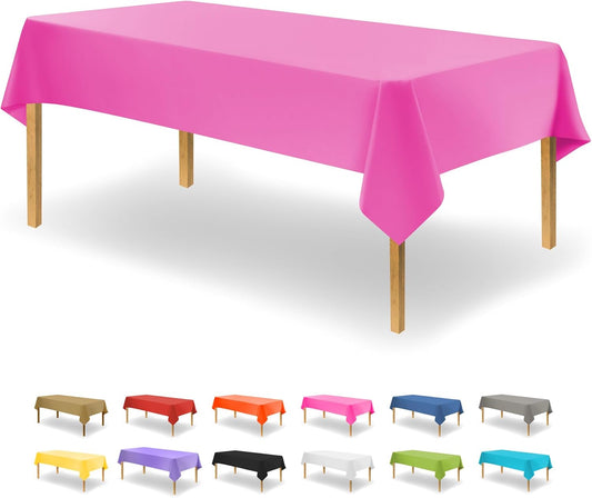 Pink Disposable Plastic Table Cloth for Rectangle Tables (12 Pack) Premium Decorative Pink Tablecloth for Parties, Events & Weddings, Indoors & Outdoors, 54 x 108 inches, Plastic Table Cover