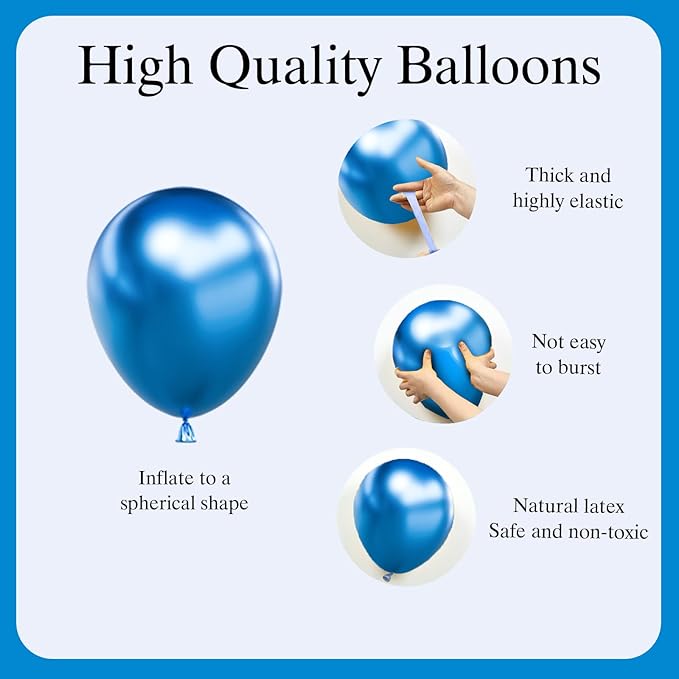 Blue Balloons Garland Arch Kit, 130pcs Navy Blue Balloons Light Blue Balloon for Baby Shower Birthday Graduations Anniversary Party Decorations