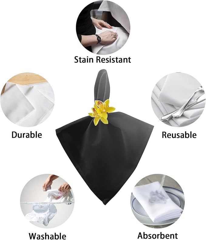 Cloth Napkins Black and Grey Ombre Set of 6 Dinner Napkins Paper Soft Durable Washable Table Napkin Gradient Color Reusable Napkins for Family Dinners Weddings and Everyday Use 20x20 Inch