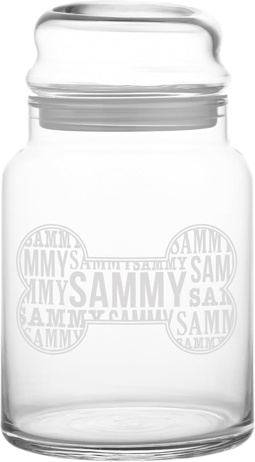 Let's Make Memories Personalized Pet Treat Jars - For Dog and Cat Owners, Pet Parents - Bone