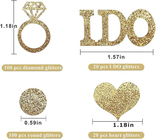 Gold Wedding Table Confetti, Bridal Shower Decorations Bride to Be Confetti Glittering Diamond Ring I Do Engagement Party Table Scatter, 100pcs