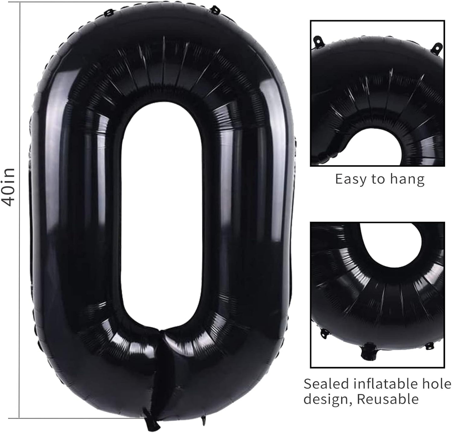Smlpuame 40 inch Number Balloon 0-9 Black Large Number 21 Balloons,Digital Balloons for Birthday Party Celebration Decorations Supplies, Helium Foil Number Balloons for Wedding Anniversary