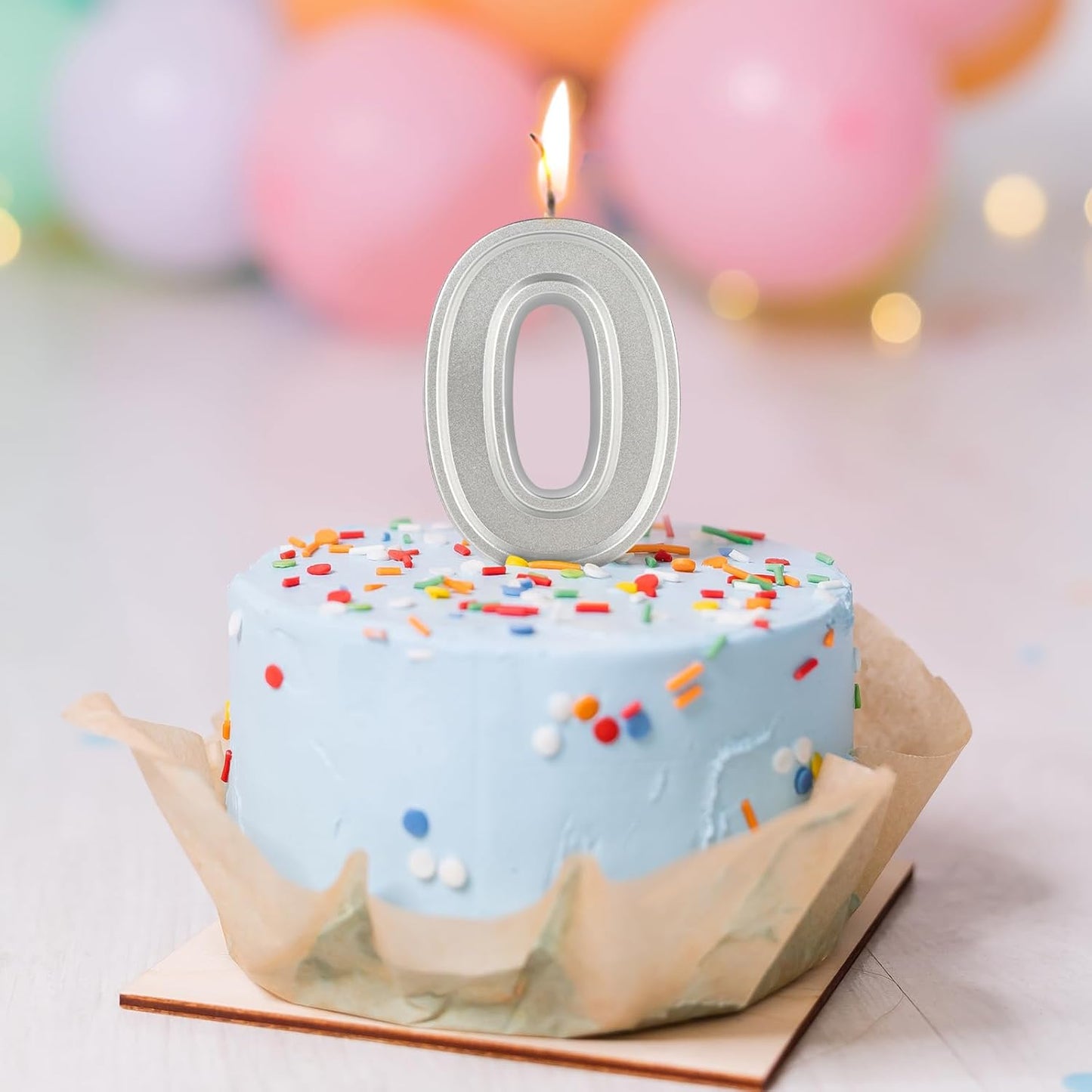 BEAN LIEVE Silver Birthday Candles Number 0, Silver Number Candles, Cake Number Candles for Birthday Parties and Wedding Anniversary Celebrations
