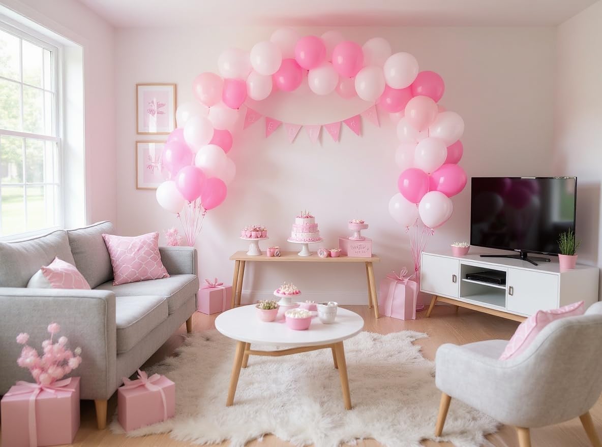 50 Pack 12 Inch White and Pink Latex Balloons (25 White + 25 Pink), Baby Shower Decorations, Gender Reveal Party Supplies, Bridal Shower & Birthday Balloon Arch Kit, Photo Backdrop, Air or Helium