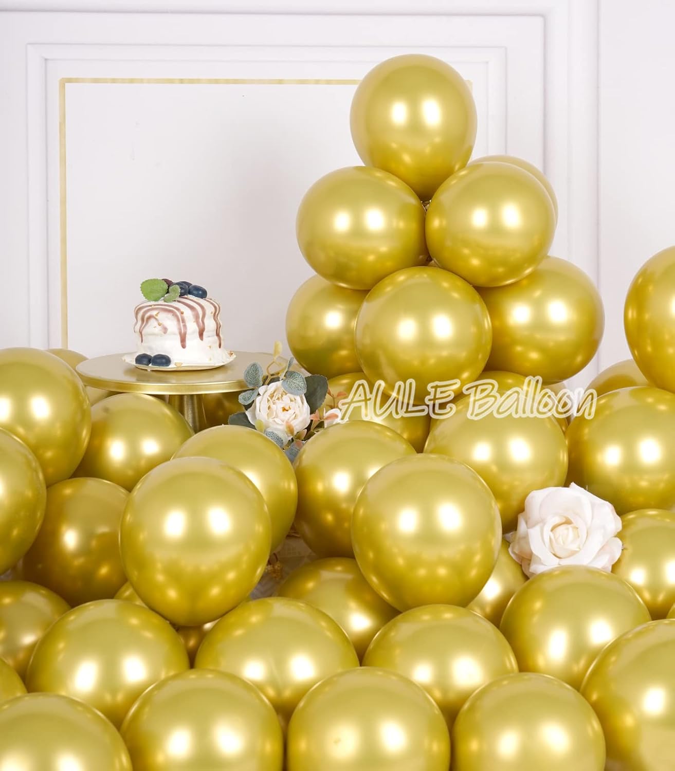 AULE Metallic Gold Balloons 5 inch 50 Pcs Gold Latex Balloons Chrome Helium Shiny Thicken Balloon Perfect Party Decoration for Wedding Birthday Baby Shower Graduation Christmas Carnival