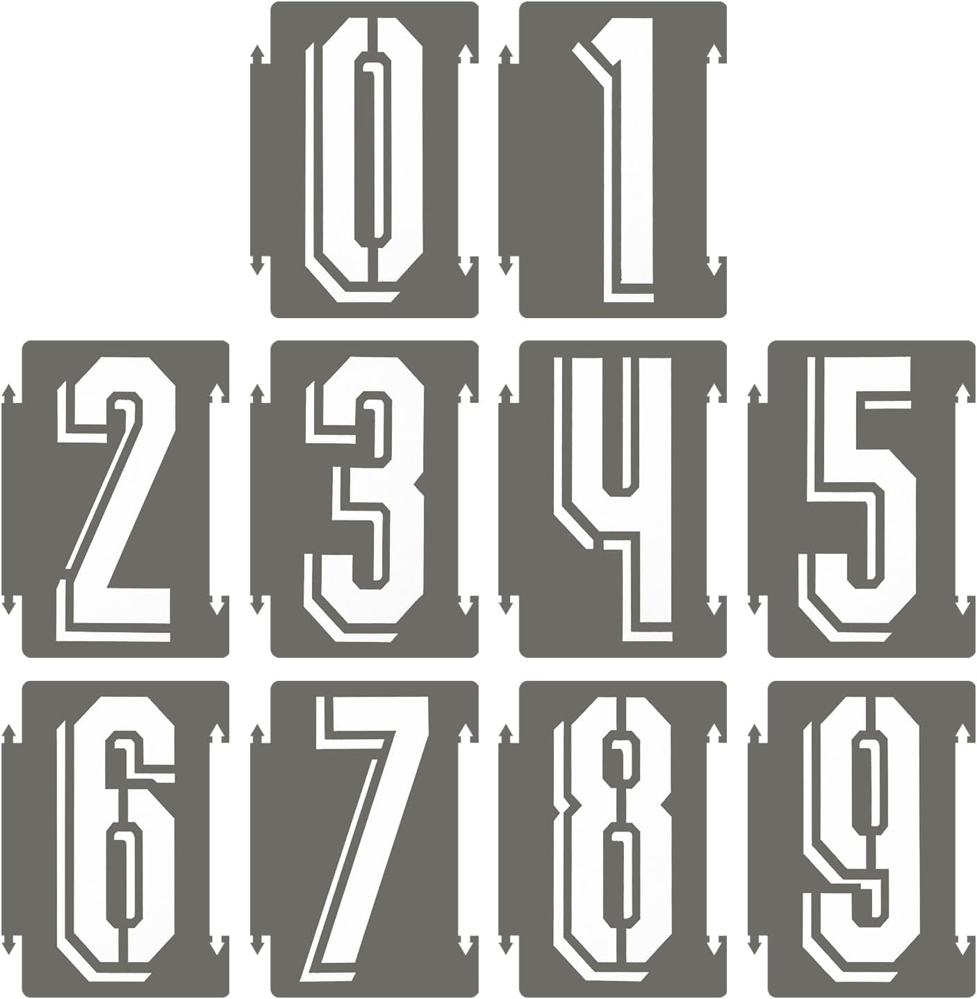 PATIKIL 20Pcs 12 Inch Large Number Stencils, 0-9 Address Number Stencil, Reusable Plastic Digital Templates for Crafts Drawing Wood Templates White