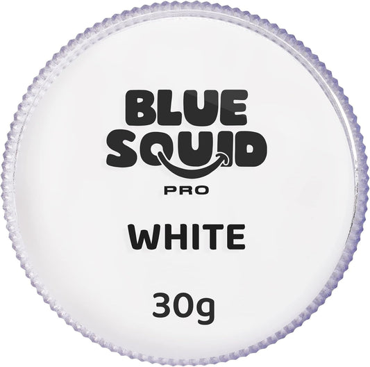 Blue Squid Face Paint Water Based Single Cake Professional Face Paint & Body Paint - Water Activated, Kids Adults Face Painting for Costume, Halloween Makeup, Cosplay - Classic White Face Paint 30g