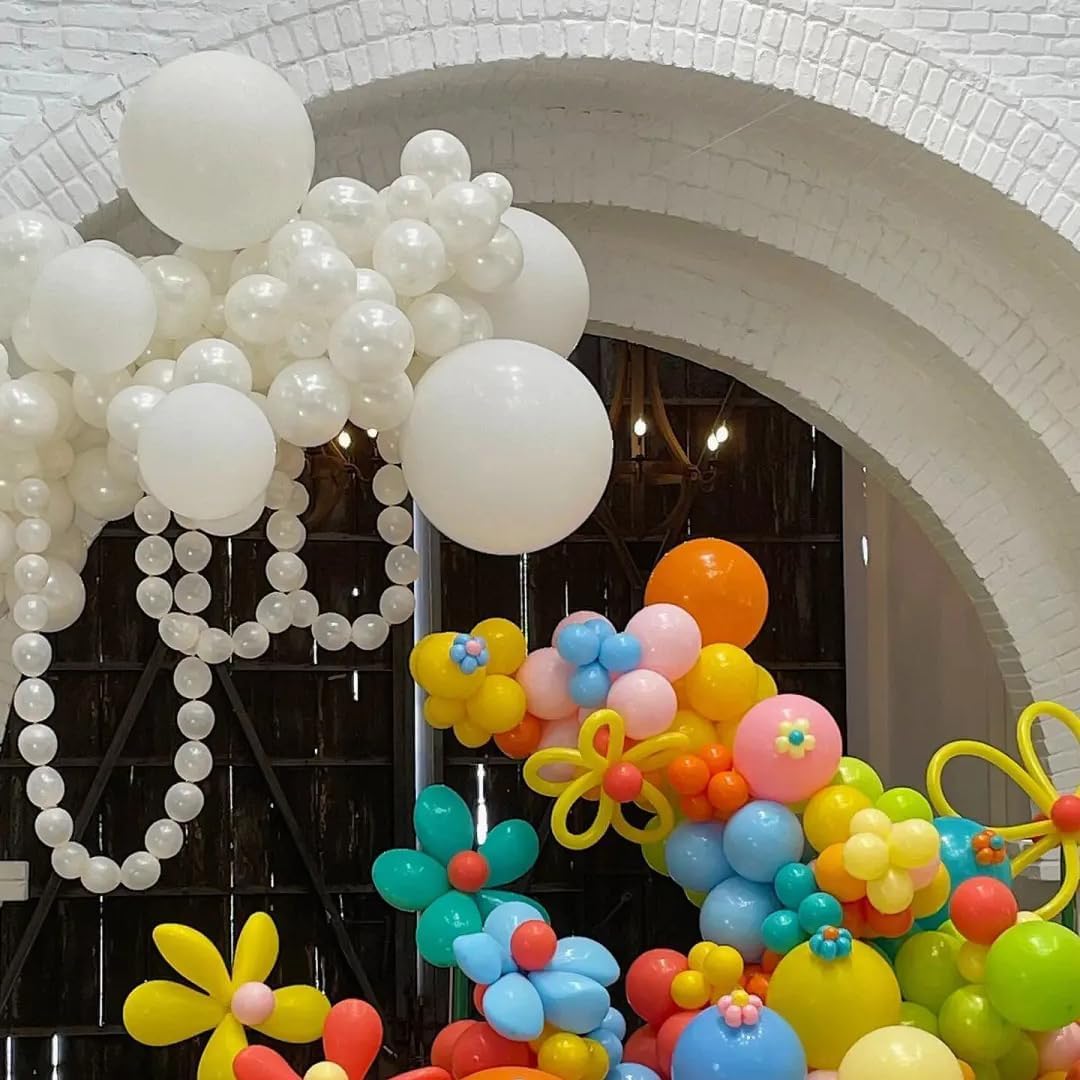 AZOWA 24 Inch White Balloons 16-Count Large Latex Round Balloons for Party Wedding Birthday Baby Shower Decoration (White, 16 Pcs)
