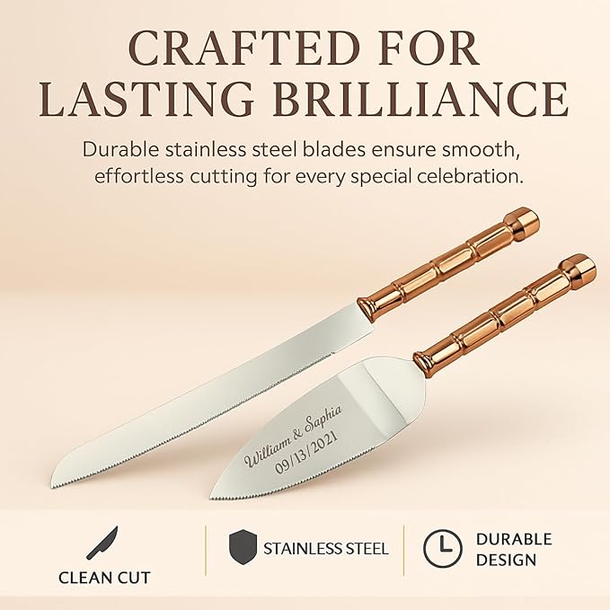 GIFTS INFINITY Personalized Wedding Cake Knife and Server Set with Engraving – Cake Cutting Utensil Set, Keepsake Gift for Wedding, Anniversary, Reception, Birthday & Other Occasions (CT-101RG)