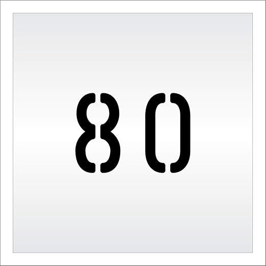Pavement, Curb, and WheelStop Stencils - 4 inch Double Number Stencil - (80) - 4" x 5.5" x 1/8" (128 mil) - Pro-Grade