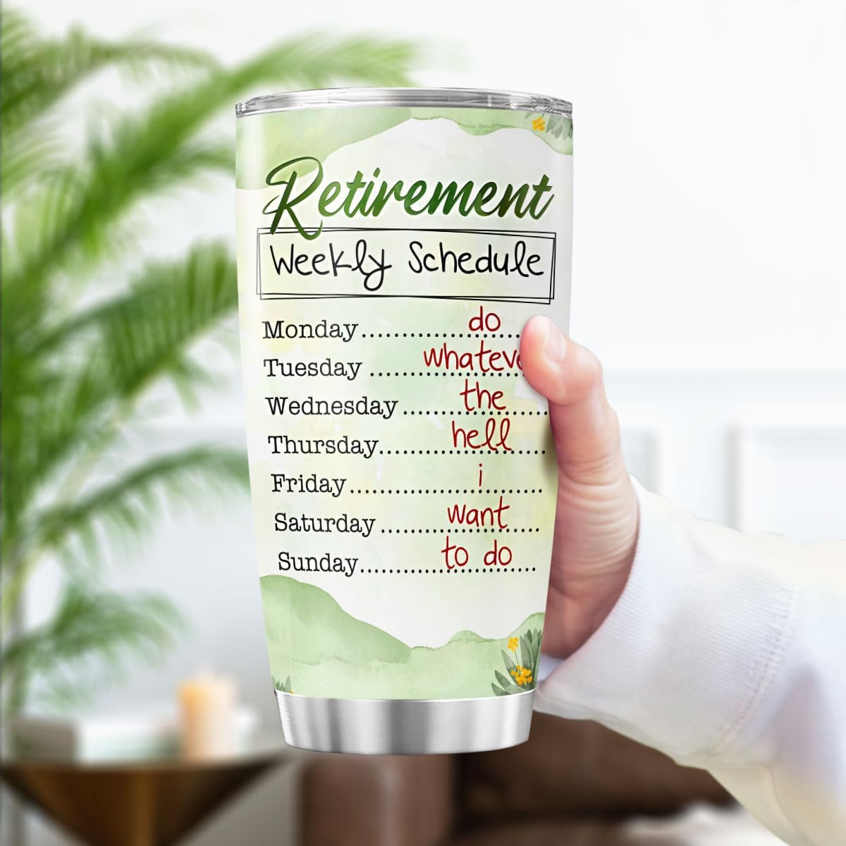 Funny Retirement Gift for Women and Men, Humorous Weekly Schedule Quote Design 20oz Stainless Steel Insulated Tumbler, Ideal for Retired Coworkers, Friends, Parents, Farewell Present