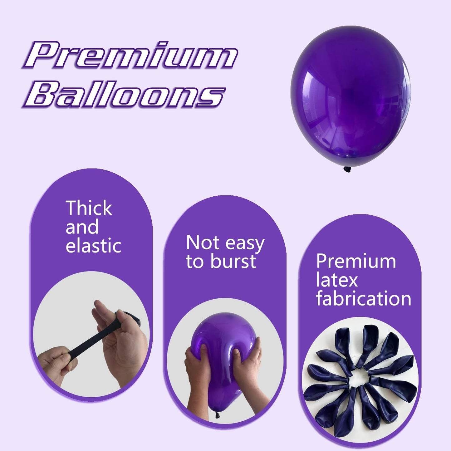 Dark Purple Balloons 145pcs Different Sizes 5in 10in 12in 18in Purple Round Latex Balloon Arch Kit Garland for Graduation Wedding Baby Shower Birthday Party Decoration