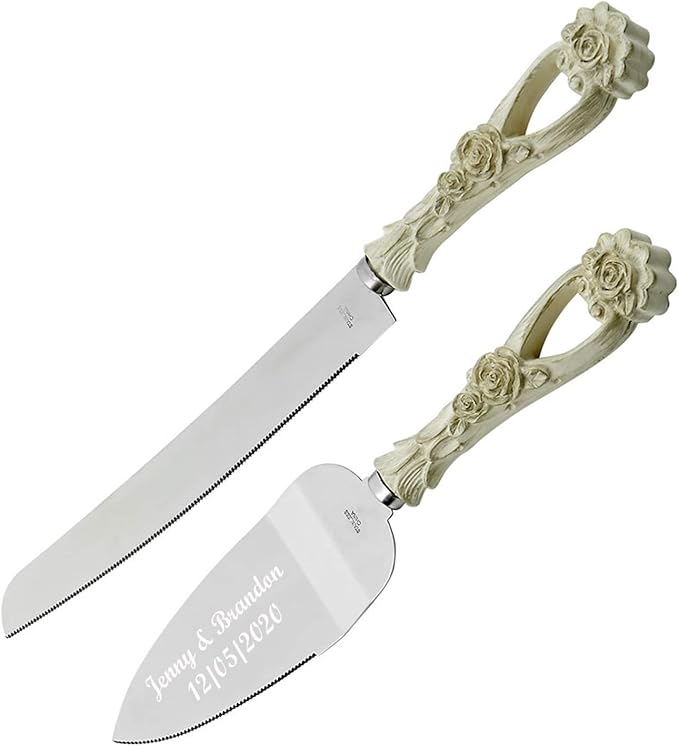 GIFTS INFINITY Personalized Wedding Cake Knife and Server Set with Engraving – Cake Cutting Utensil Set, Keepsake Gift for Wedding, Anniversary, Reception, Birthday & Other Occasions (2554)