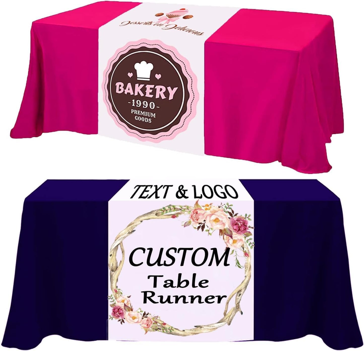Custom Table Runner, Customize Tablecloths with Business Logos or Your Text and, Personalize DIY The Tablecloth with Your Image, Suitable for Birthday, Party, Wedding, Holiday Decorati