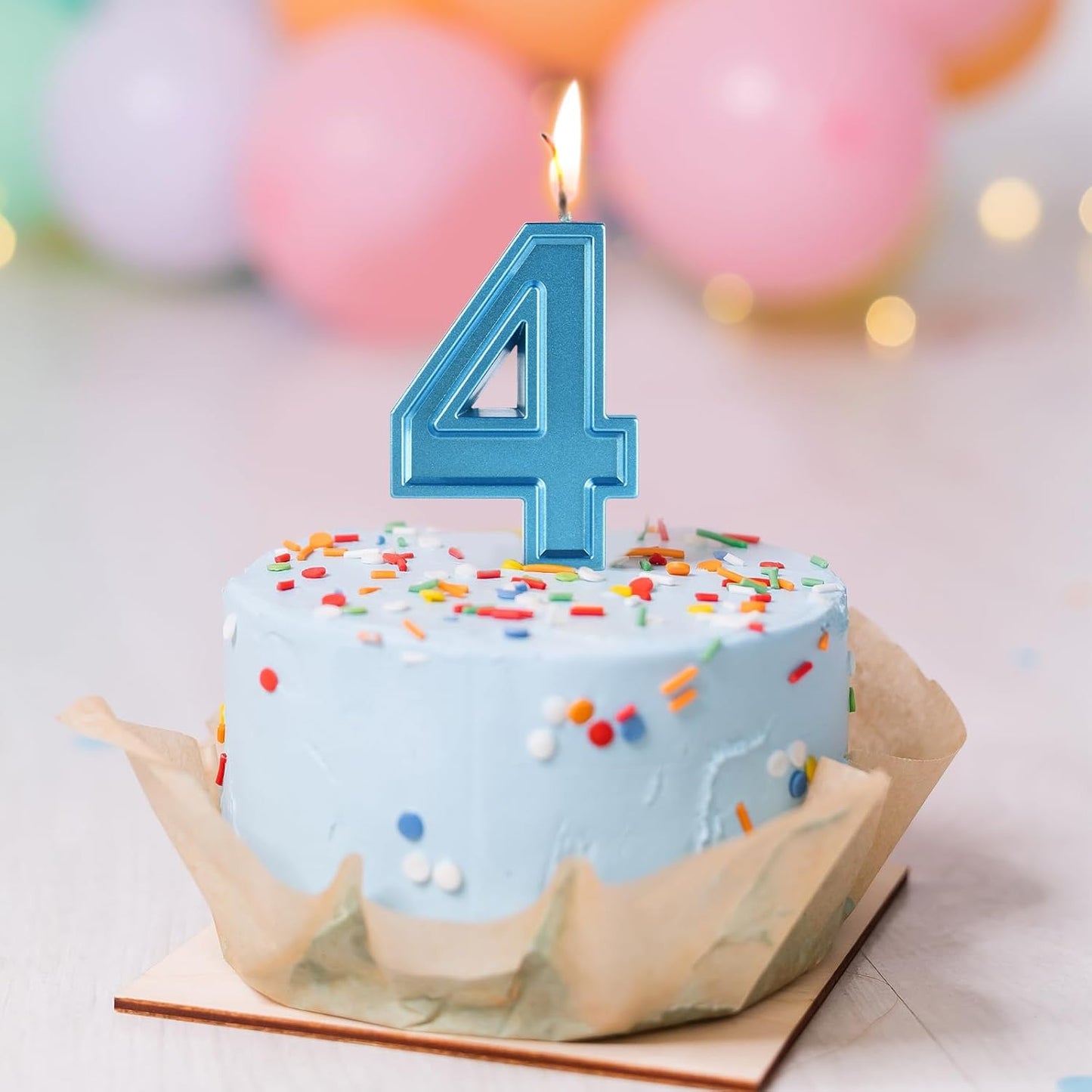 BEAN LIEVE Blue Birthday Candles Number 4, Blue Number Candles, Cake Number Candles for Birthday Parties and Wedding Anniversary Celebrations