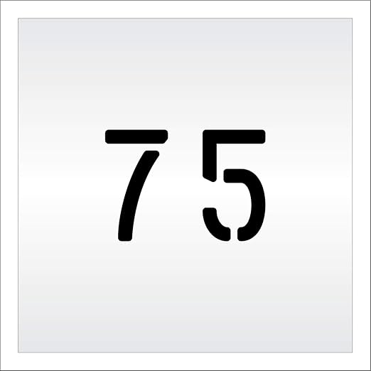 Pavement, Curb, and WheelStop Stencils - 4 inch Double Number Stencil - (75) - 4" x 5.5" x 1/8" (128 mil) - Pro-Grade