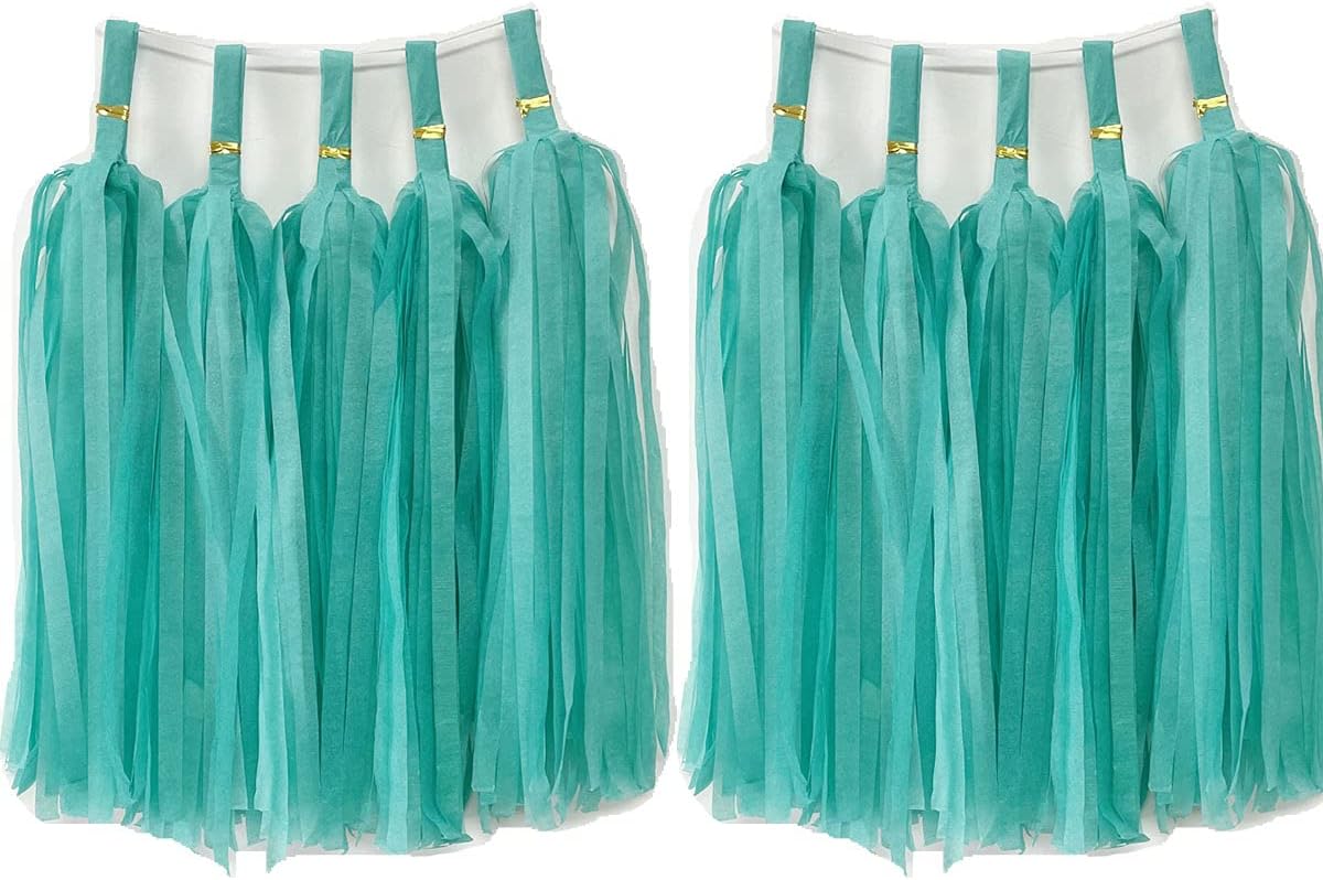 Tissue Paper Tassels Garland Banner Table Decor Party Banner Wedding Birthday Baby Shower Nursery Party Decorations Supplies (20, Teal)