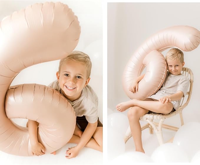 Light Brown 6 Balloon, Tan Number Balloons 40 Inch, 6th Balloons for Beige Birthday Decorations, Sandy Brown and Black Party Supplies 6 Birthday Balloon, Khaki Number 6 Balloon