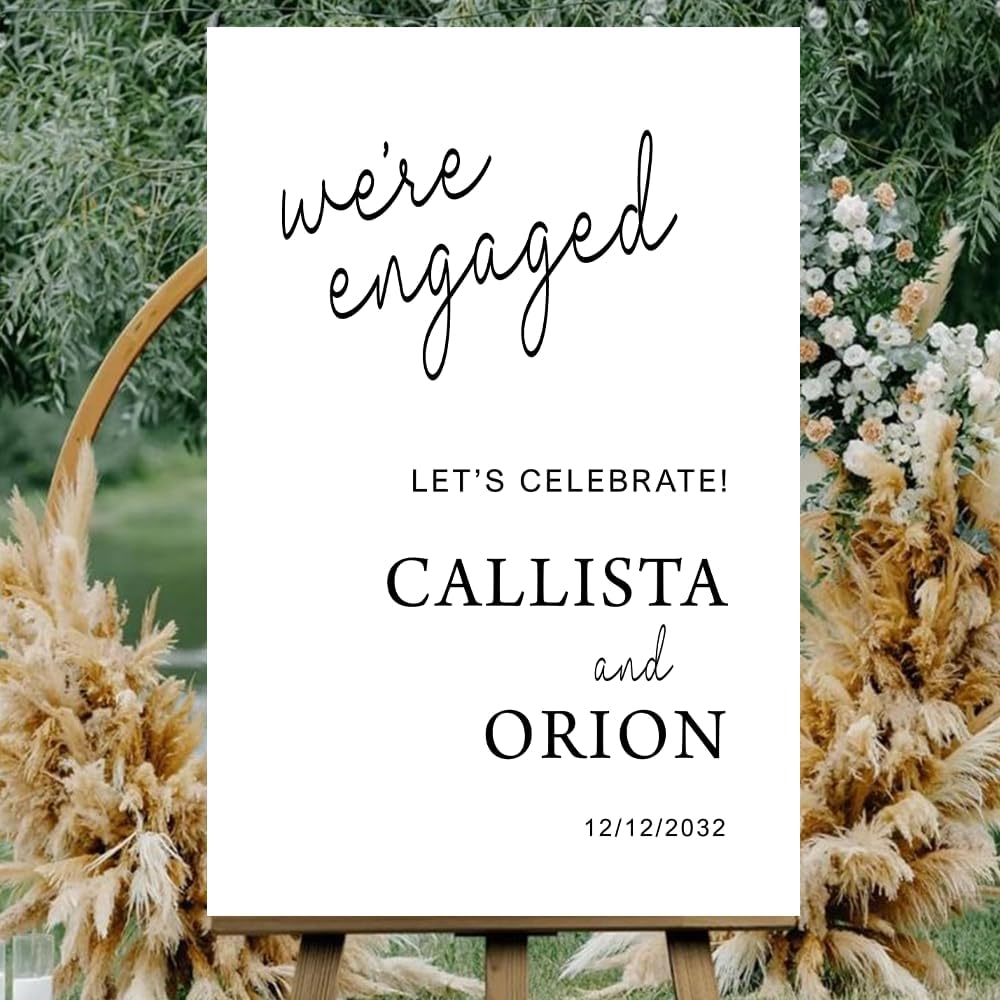 Personalized Engagement Welcome Sign – Minimalist Engagement Party Yard Sign – We’re Engaged Signs – Engagement Party Decorations for Couple - She Said Yes! (Version 5)
