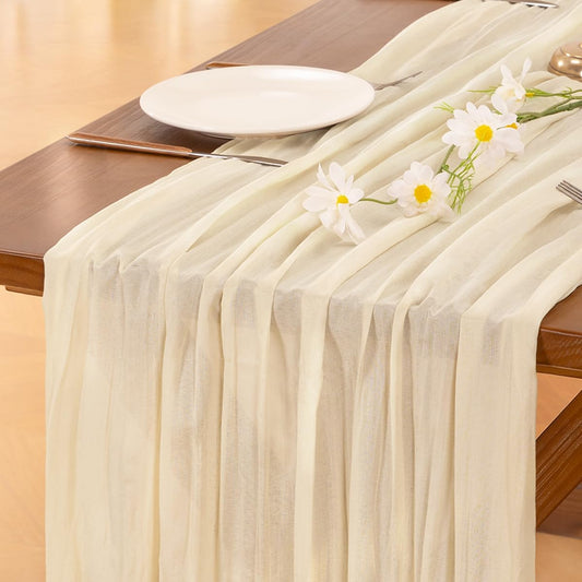 Socomi 15pcs Beige Fall Thanksgiving Cheesecloth Table Runner Boho Rustic Gauze 120 inch 10FT Cheese Cloth Runner for Wedding Party Baby Shower Birthday Home Decor Holiday Decorations
