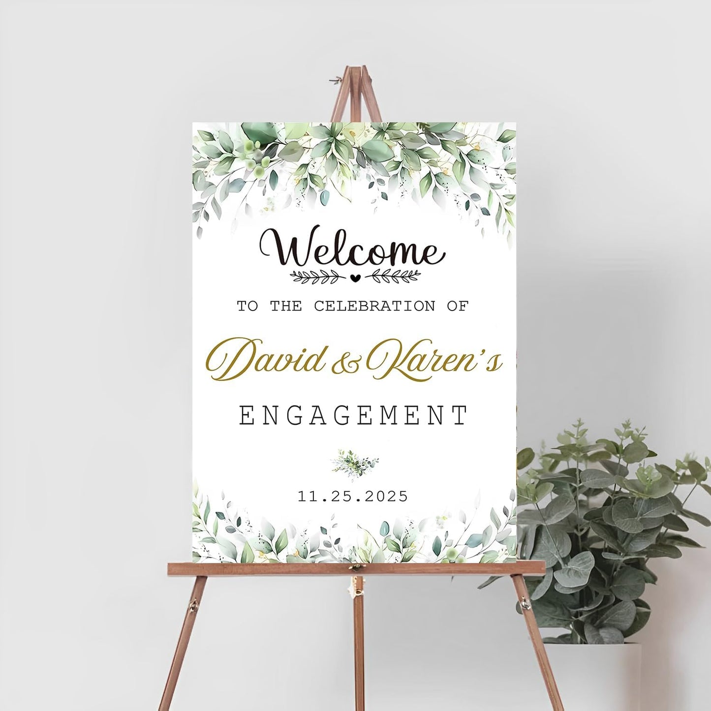 Engagement Party Signs, Engaged Banners And Signs, Engagement Welcome Sign, Engagement Party Decorations, Greenery, Engagement Party Gifts For Couples